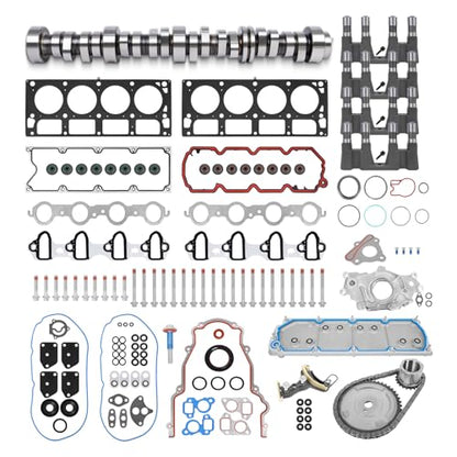WANGSHENG NON AFM DOD Kit w/Camshaft, Lifters, Timing Chain, Head Gasket Set, Fit for 2007-2013 Chevy Silverado 1500/Tahoe/Suburban, GMC Sierra/Yukon 5.3L V8 Engine, NON-VVT - color: NON AFM Kit w/Oil Pump+Valley Cover+Timing Chain