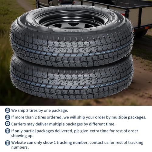 GarveeTech 2-Pack Trailer Tire On Rim ST205/75D14 Trailer Tires and Wheels 5 Lug on 4.5 in PCD Trailer Tires with 14 in Rims Load Range C 6PR Black - size: ST205/75D14