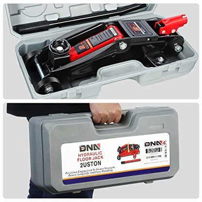 DNA Motoring TOOLS-00234 Low Profile Hydraulic Trolley Service/Floor Jack, 2 Ton (4000 lbs) Capacity, Lifting Range 5.1"-13", Black - color: Black, style: 2 ton