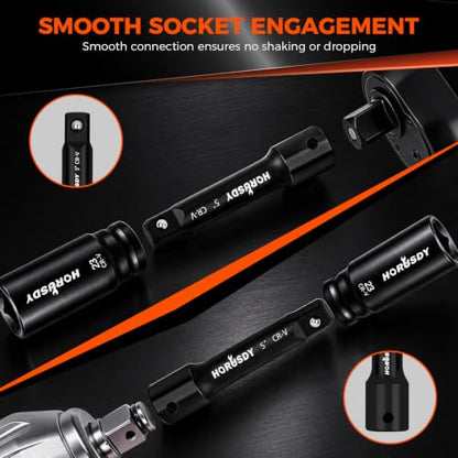 32-Piece 1/2" Drive Impact Socket Set - Metric (10mm–24mm) and SAE (3/8"–1") Deep Socket Set with Extension Bar, Swivel Socket, Adapter, CR-V Steel for Auto Repair - color: 32 Pcs 1/2" Orange