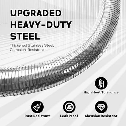 2" x 16.5" Length Universal T304 stainless steel Exhaust Flex Pipe with 2x Metal Steel U Bolt Clamps - size: 2'' x 16.5''+ 2 x U Bolt
