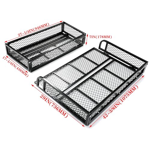 HECASA Universal Front Rear Cargo Basket Compatible with ATV Drop Storage Rack Cargo Carrier Steel
