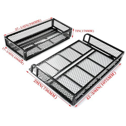 HECASA Universal Front Rear Cargo Basket Compatible with ATV Drop Storage Rack Cargo Carrier Steel
