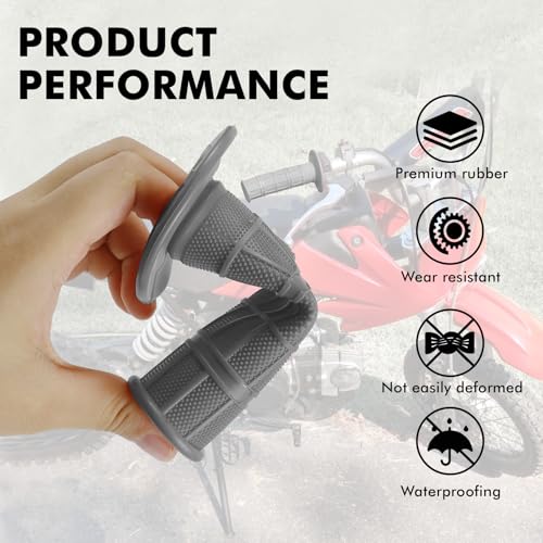 2PCS Motorcycle Handlebar Grips, 7/8 & 1 Inch Non-Slip Grips (Gray) - color: Gray