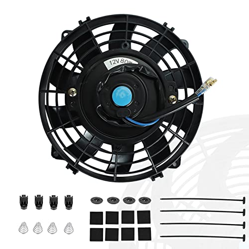 7" inch Universal Slim Fan Push Pull Electric Radiator Cooling 12V Mount Kit Black - color: Black, size: 7 Inch