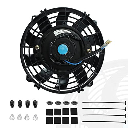 7" inch Universal Slim Fan Push Pull Electric Radiator Cooling 12V Mount Kit Black - color: Black, size: 7 Inch