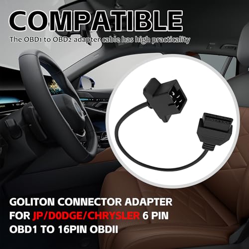 Adapter Fit for OBD1 to OBD2 6pin to 16pin Diagnostic Scanner Convertor Adapter Vehicle 6 Pin Connector Compatible with Je-ep, Chrysler, Dodge - size: for Jeep 6P