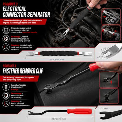 Electrical Disconnect Pliers Kit, 8Pcs Auto Kit: Connector/Hose/Plug Pliers, Pin Remover, Separator, Spring Clamp, U-Clip Pry Bar & Hose Removers for Car & Home Repairs. Great Gift & DIYers w/Case