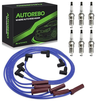 Set of 6 PCS Ignition Spark Plug Wires 671-6063 51031 RC-GMX085 & 6 Iridium Spark Plugs Set Compatible with Buick LaCrosse Lucerne Allure Regal Chevrolet Impala Monte Carlo Pontiac Grand Prix V6 3.8 - size: 51031