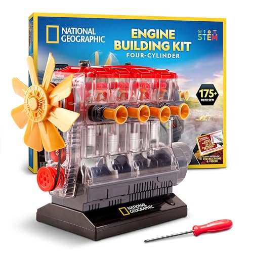 National Geographic 4-Cylinder Engine Building Kit Working Model for Kids