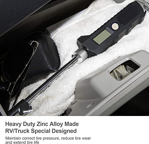 PINKJOY Digital Tire Pressure Gauge 230 PSI Heavy Duty Dual Head Stainless Steel Made for Truck and RV with Backlit LCD and Flashlight Car Accessories