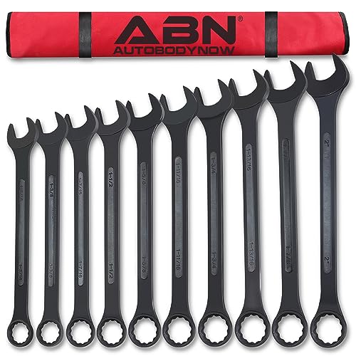 ABN Large Combination Wrench Set SAE 1-5/16 to 2in - Standard 10 Piece Jumbo Open End Wrench Set