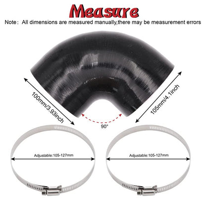 90 Degree Elbow 4 inch Silicone Coupler Intercooler Hose 4-Ply - size: ID 4"