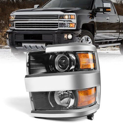 Headlight Fit for Chevy Silverado 2500HD 3500HD 2015-2019 Left - color: Chrome Housing, size: Left Driver Side