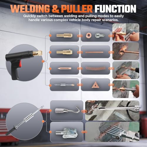 Dent Puller Welder 3.5KW Spot Welder Dent Puller Machine, Auto/Manual Welding, 110V 4200A Auto Body Repair Kit with 6 Welding Modes & Overheat Protection for Car/Truck/Motorcycle - color: Black