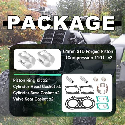 64mm STD Forged Piston Ring Set & Gaskets Kit for Yamaha Banshee 350 YFZ350