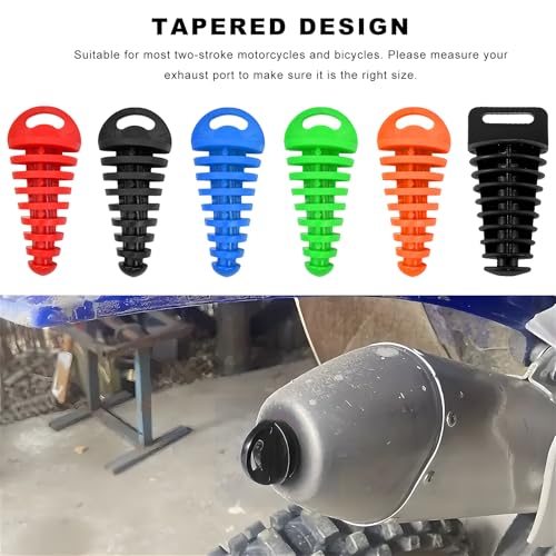 Sun Walker 2 PCS Muffler Exhaust Wash Plug, 0.6"-1.5" Motorcycle Exhaust Silencer Cleaning Plug with Streamer, Rubber Muffler Tailpipe Wash Protector for 2 Stroke Dirt Bike ATV (Black) - color: Black, Thin