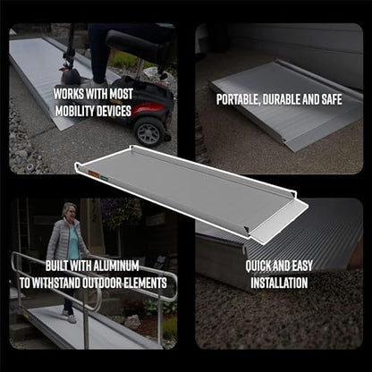 EZ-ACCESS - Portable Wheelchair Ramp and Aluminum Ramp with Handrails - Heavy Duty Mobility Device, Handicap Ramp with Solid Surface for Steps and Handrails for Transport and Storage - 3G 3-Foot - size: 36 Inch (Pack of 1), style: Ramp Only