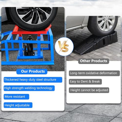 2PCS 5T 11060lbs Hydraulic Car Ramps for Home Garage Oil Changes - color: Red Blue
