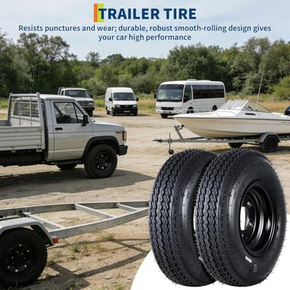 Garvee 2-Pack 4.80-12 4.80x12 Trailer Tires with 12" Rims - size: 4.80-12
