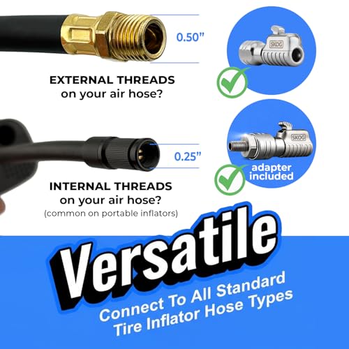 Chuck Mates Platinum Locking Air Chuck Quick-Connect 1/4" NPT or Schrader - size: 1 Pack, style: For Portable Inflators + NPT Adapter
