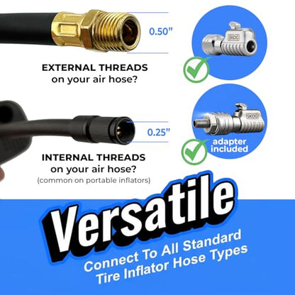 Chuck Mates Platinum Locking Air Chuck Quick-Connect 1/4" NPT or Schrader - size: 1 Pack, style: For Portable Inflators + NPT Adapter