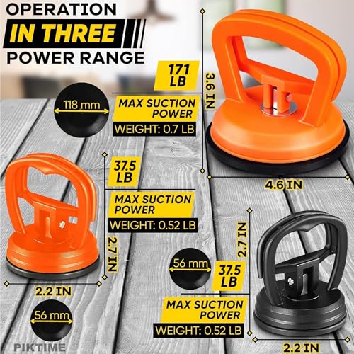 Car Dent Puller, 3 Pcs, One Large 4.6" and Two Small 2.2", Gloves