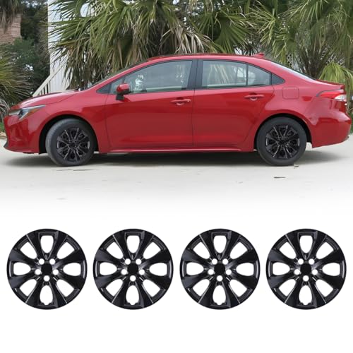 16 Inch Hubcaps Set of 4 Wheel Rims Cover R16 for Toyota Corolla 2020-2025 - color: Black Lacquer-5112, size: For Toyota Corolla 2020-2025