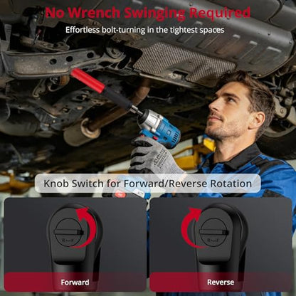 XUNTOP 1/2"Offset Extension Wrench,Impact Ratchet Extender for Tight Spaces - color: Red and Black