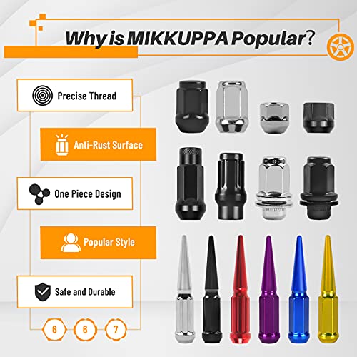MIKKUPPA M12X1.5 Extended Lug Nuts, Chrome 24PCS Extended Thread Tire Nut - color: Chrome, size: M12x1.5, style: 24 PCS - Extended