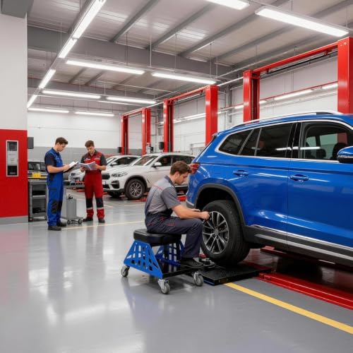 Mechanic Stool 400 LBS Capacity Garage Stool Gift for Men, Heavy Duty Rolling Mechanics Seat, Tools for Automotive Auto Repair (Blue-1) - color: Blue-1