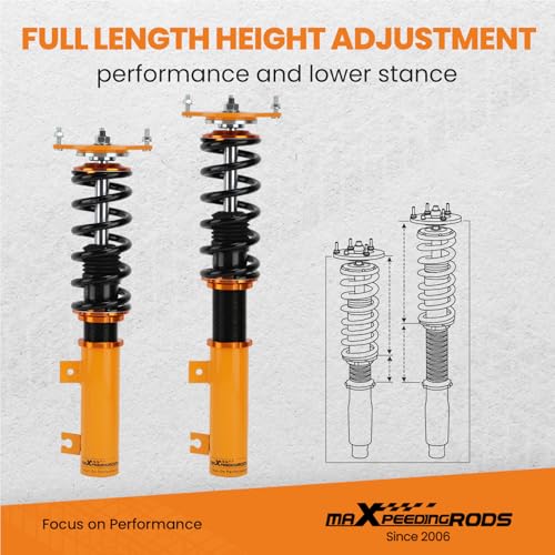maXpeedingrods Coilovers for Volvo S70 1998-2000, for Volvo 850 1992-1997, Height Adjustable Coilovers Suspension Kit, Preset Damping Shock Absorber Struts, Amortiguador Lowering Kit Gold