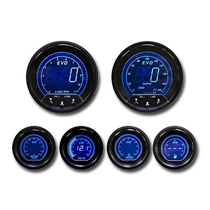 MOTOR METER RACING EVO Series GPS Digital 6 Gauge Set Blue & Red LED - color: Blue & Red, size: EVO Digital GPS Speedometer