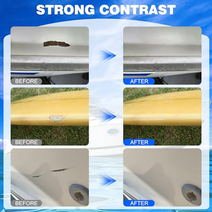 Marine Fiberglass Repair Kit - 3.4oz Gel Coat Repair Kit for Boats, White Fiberglass Repair Epoxy Filler for Fast Repair Scratches, Cracks, Holes, Gelcoat Repair kit for Fiberglass, Acrylic, Porcelain