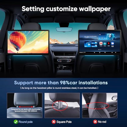 15.6 inch Portable Android Car Headrest TV,Support Phone WiFi Bluetooth SD USB HDMI Connection Car Video Player (4G Ram+64G Rom-2PCS)