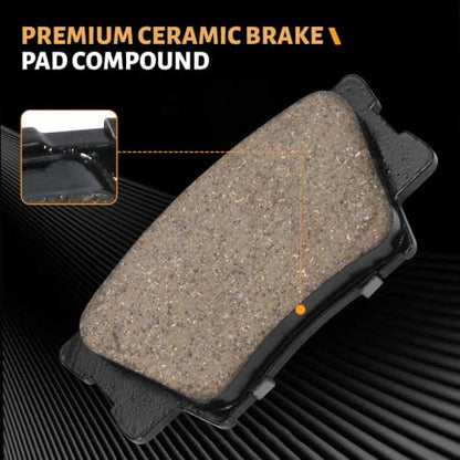 D1212 Rear Ceramic Brake Pads Kit Fit For Toyota Avalon 2008-2018, For Camry 2007-2023, For Matrix 2009-2013, For RAV4 2006-2018, For Lexus ES350 2007-2018, For ES300h 2013-2018 - size: HZ1212H