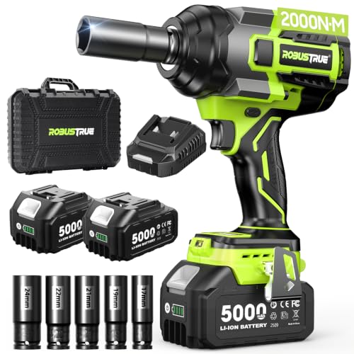 Robustrue Cordless Impact Wrench 1/2 Drive, 1475 Ft-lbs (2000N.m) Torque - size: 2000N.m