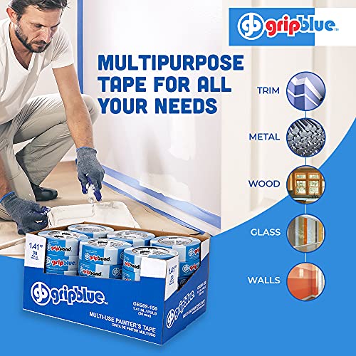 Professional-Grade Blue Painters Tape 1.5 Inch Wide, 30 Rolls - size: 1.5 in/ 1.41 (Case 30)