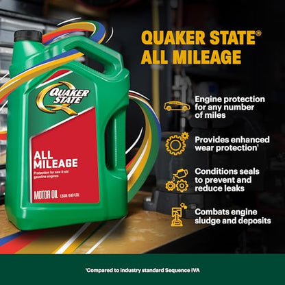 Quaker State All Mileage 10W-30 Motor Oil, 5 Quart