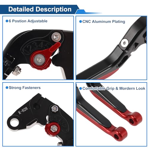 Short/Long Brake Clutch Levers for Kawasaki Ninja ZX6R 00-04 Black - color: Black Handle Red End