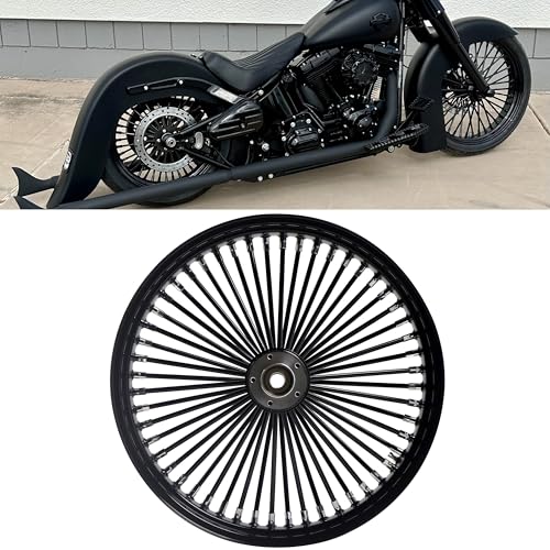 FatFlex Front Wheel for Harley Softail Dyna 21” x 3.5” Single Disc - color: 21*3.5'', Black+Black+Black (NON-ABS)