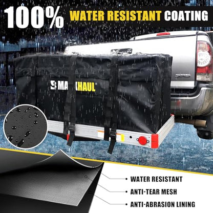 MaxxHaul Soft Shell Cargo Carrier Bag for Hitch Mount Cargo Rack, Heavy Duty Water Resistant, 47 x 20 x 20 Inch, Black with Tie Down Straps (70209) - style: Cargo Carrier Bag