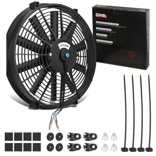 DNA Motoring 16 Inch High Performace Electric Cooling Slim Radiator Fan with Mount Kit, Black, RAF-16+FMK - color: Black, size: 16 Inch