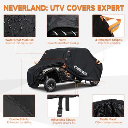 NEVERLAND UTV Cover Heavy Duty Waterproof 4-6 Seater All-Weather Protection - size: up to 169"L