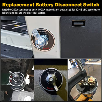 FEITON 12-48V Battery Disconnect Switch, 200A Heavy Duty Master Switch - color: Switch & Cables