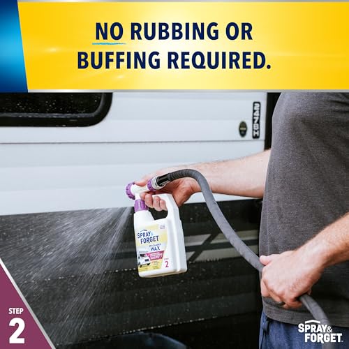 Spray & Forget RV & Camper Wash and Wax Combo, Includes RV & Camper Wash (1 Quart) and Wax (1 Quart) with Convenient, Ready-to-Use Hose End Adapters - style: Wash & Wax Combo