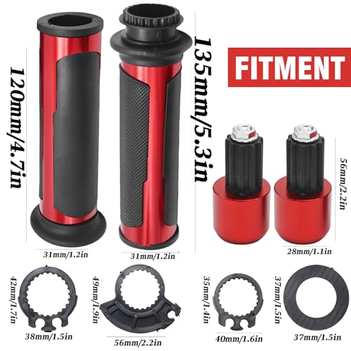 Universal Motorcycle Brake Lever 7/8" 22mm Handlebar Brake Master Cylinder Clutch Levers Set, Hand Grips, Handlebar Ends Replacement for Harley Honda Kawasaki Suzuki Yamaha, Red Left + Right