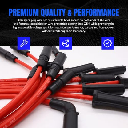 Spark Plug Wires Silicone 8MM Compatible with Chevrolet Silverado - style: V6-262