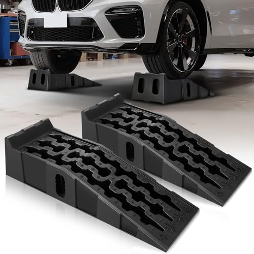 Auto Dynasty Car Ramps for Oil Changes, Low-Profile 2Pcs 7.2 Ton Capacity - size: 6.8'' H - 7.2T- 2Pcs