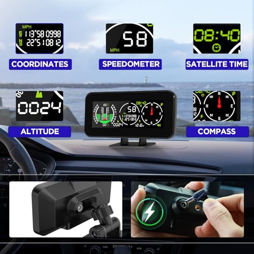 MR CARTOOL M60 GPS Speedometer for Car, Inclinometer Digital with Compass - size: M60, style: M60
